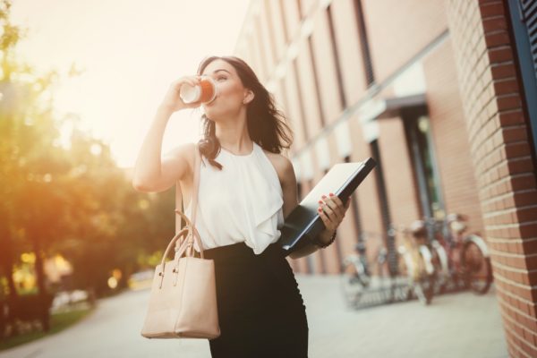 woman drinking coffee