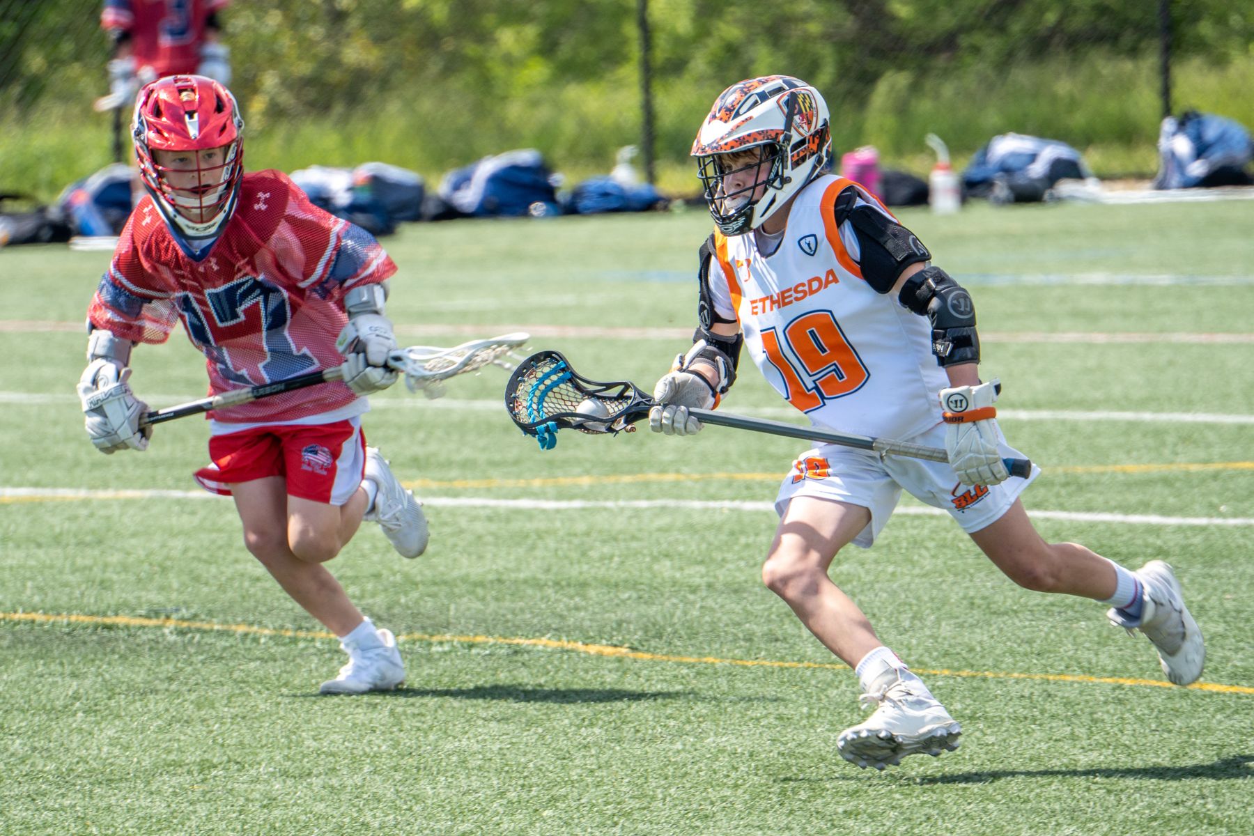 young lacrosse players at a game